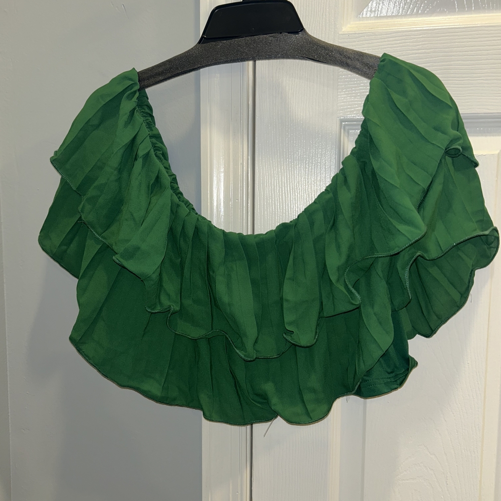 Green Ruffled Women's Top - Picture 2 of 2